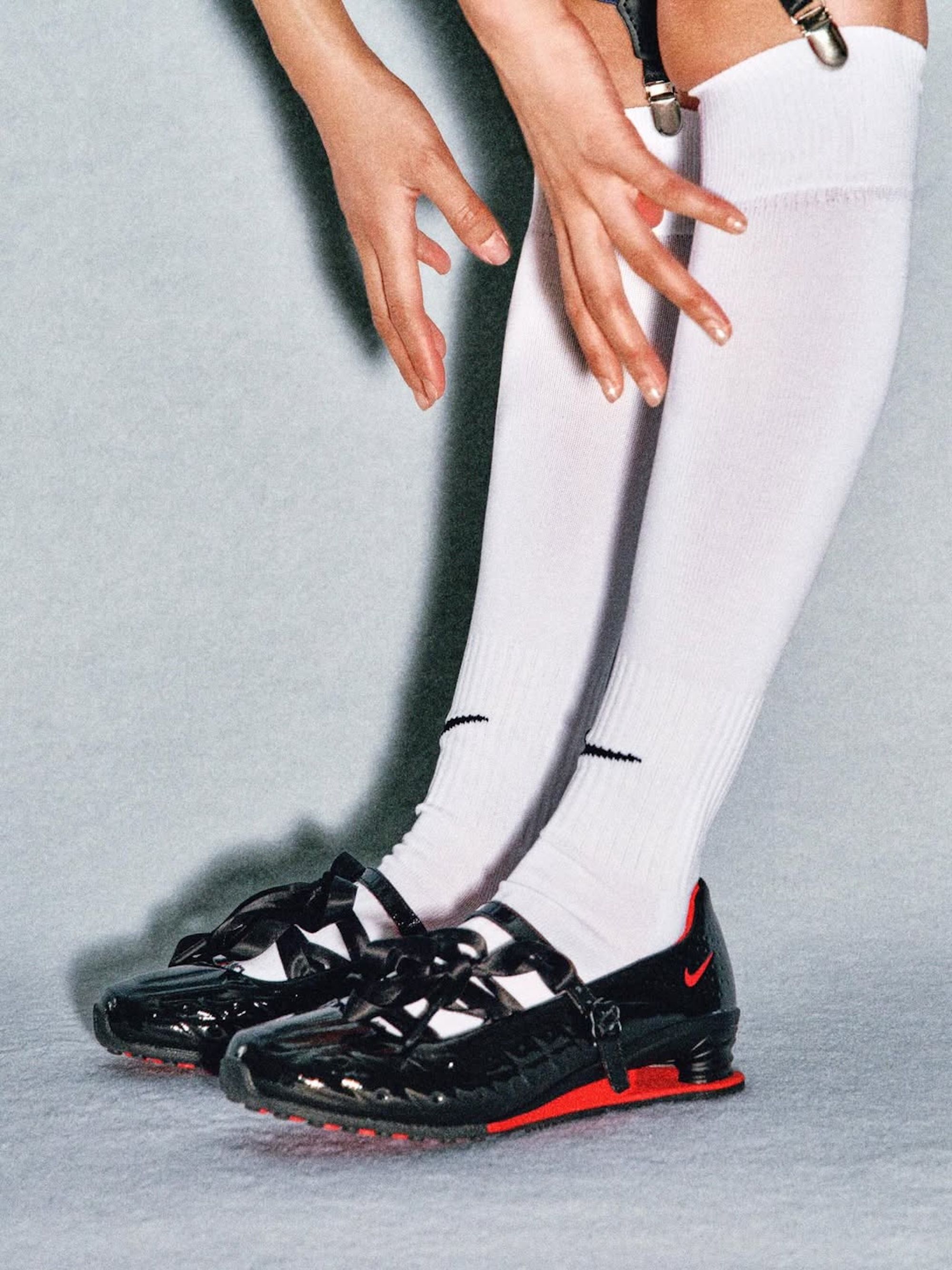 LABELHOOD's black-and-red, mary jane-inspired Nike Shox Z Calistra collaboration.