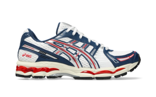 ASICS GEL-KAYANO® 12.1 "USA" sneaker in a "White/Independence Blue" color scheme.
