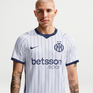 Inter Milan 26/27 Nike Away Stadium (Replica) Short-Sleeve Jersey in a "White/Blue Void" color scheme, inspired by baseball jerseys.