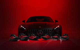 The Adidas Adizero Running x AMG lineup featuring six pairs of shoes.
