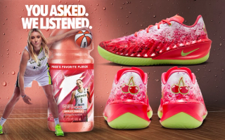 Shirley Temple-inspired G.T. Cut 4 P.E. for Paige Bueckers by Gatorade & Nike in a "Laser Red/Action Red/Action Red/Lime Green" color scheme.