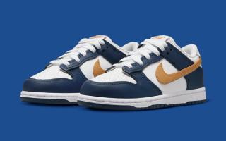 The Nike Dunk Low Appears In Midnight Navy And Wheat