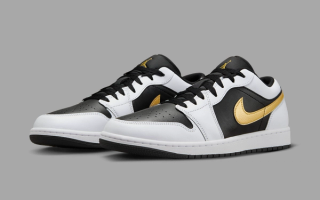 The Air Official jordan 1 Low Appears With A Metallic Gold Swoosh