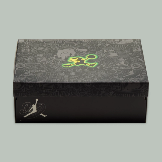 Men's Space Jam x Jordan Son Of Mars Low "Lunar Tunes"  Shoe Box (SKU: IX6377-001). Photo via Nike.