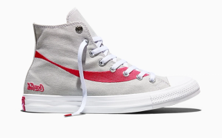 Coca-Cola x Converse Chuck Taylor All Star in a grey-and-red color scheme.
