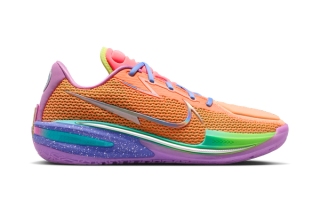 New York-inspired Nike G.T. Cut 1 basketball shoe in a "Orange Pulse/Persian Violet/Bright Violet/Multi-Color" color scheme.