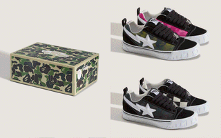 Two pairs of the BAPE®︎ x Vans Premium Knu Skool.