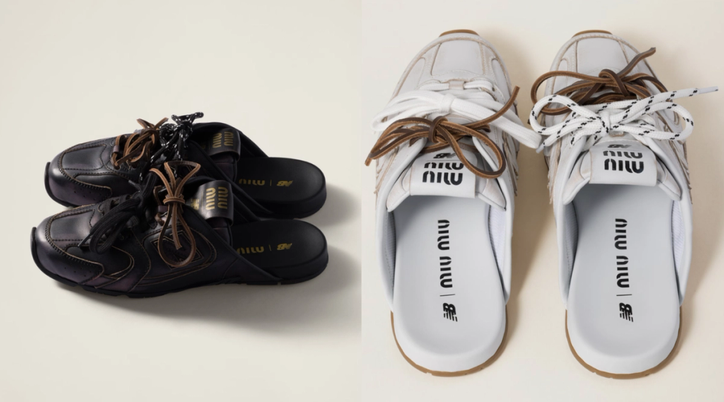 Miu Miu x New Balance 530 SL Mule in neutral colorway, showing slip-on silhouette and stacked midsole design