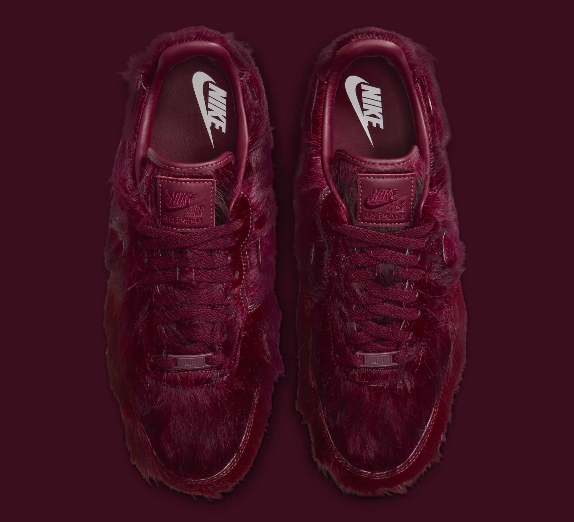 Nike Air Force 1 "Team Red" (Pony Hair; SKU: IR1940-600). Photo via Nike.
