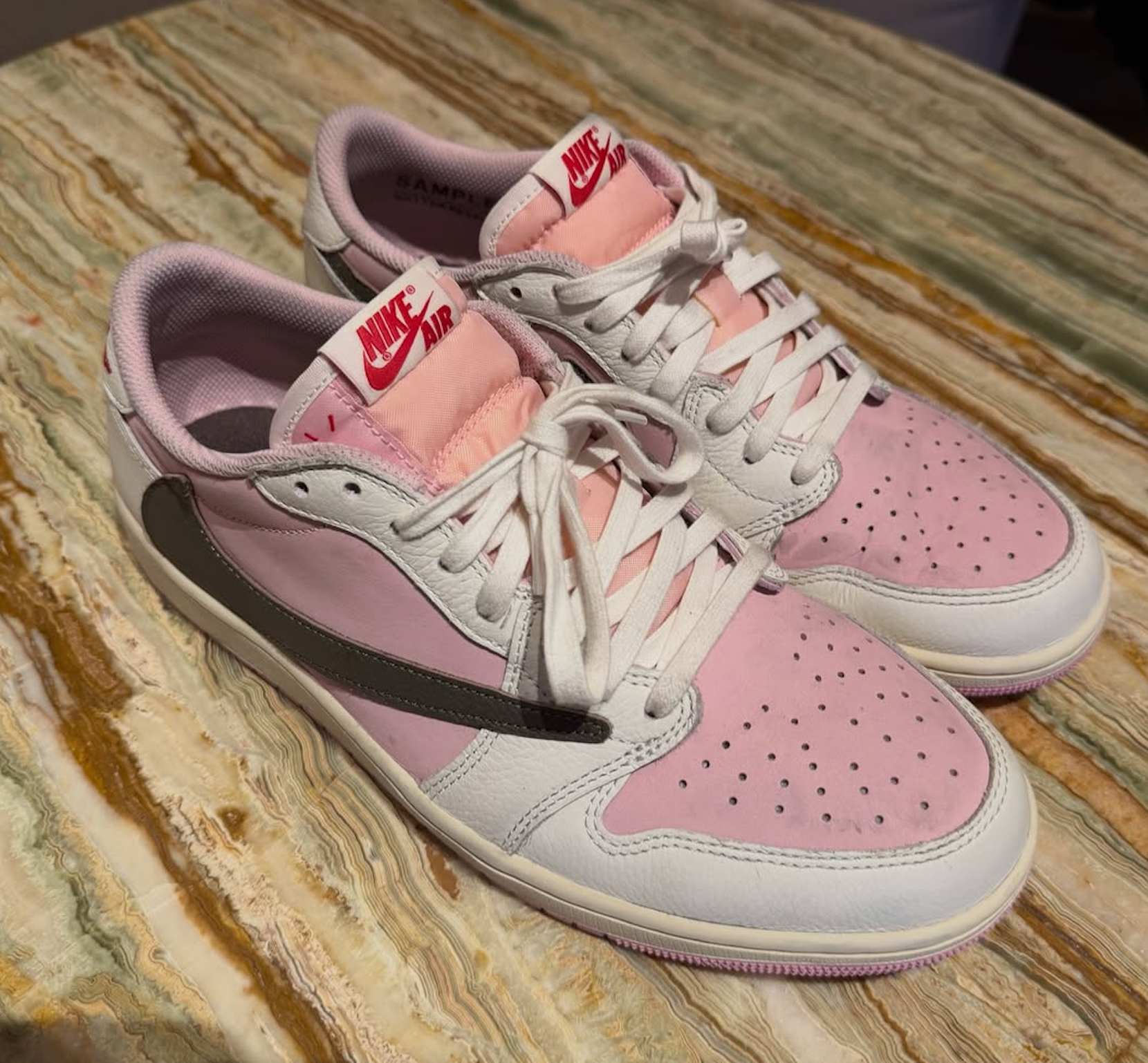 Travis Scott x Air Jordan 1 Low OG SP “Sail/Shy Pink” Sample Surfaces