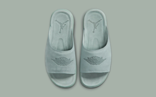 Women's Jordan Modero 1 Slides in a "Mica Green" color scheme.