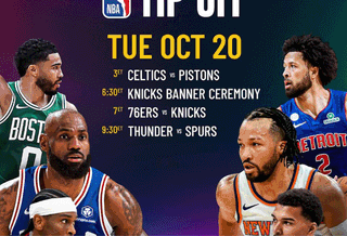 Promotional poster of 2026 NBA Opening Night, featuring matches between the Philadelphia 76ers & New York Knicks; plus, 18 sneakers that could take on the court during Tip-Off.