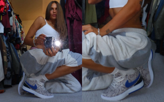 Veneda Carter wearing the unreleased fragment design x Nike Book 1 "Blue Python" collaboration.