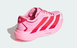 Women's adidas Adizero Evo SL EXO "Hearts" (Pink Glow; SKU: LC1933). Photo via adidas.