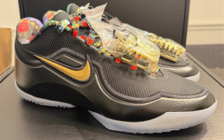 Unreleased Nike LeBron 23 basketball shoe inspired by the Watch The Throne-inspired Nike LeBron 9 from 2011, a Friends & Family-exclusive from 2011. Photo via Frankie Walker Sr.