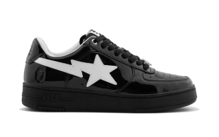 BAPE STA™ "Black/White" (Patent Leather) sneaker.