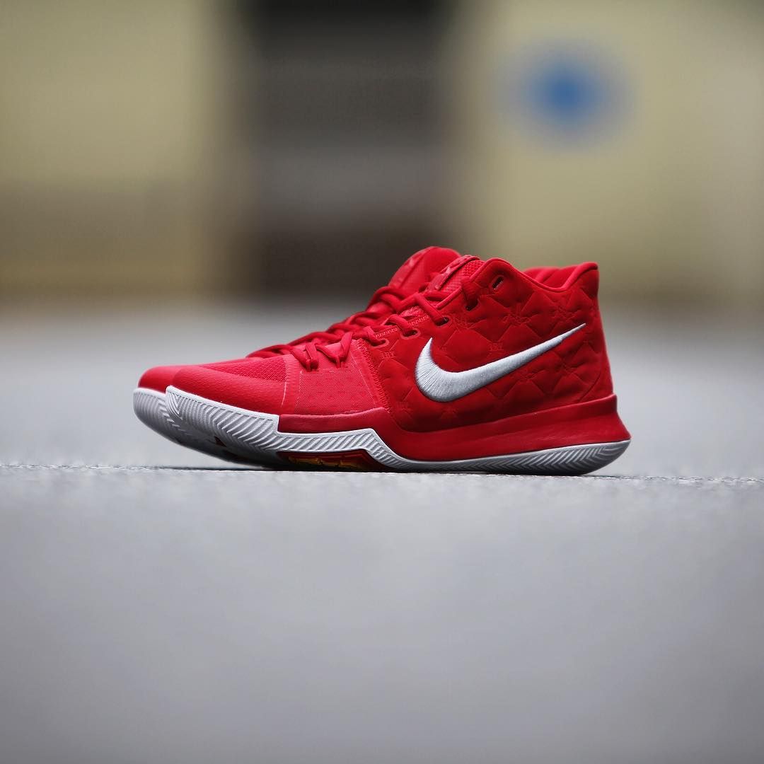 Kyrie 3 red shop suede on feet