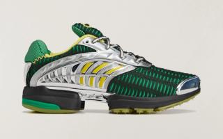 Brain Dead x adidas ClimaCool 2 in a "Core Black/Impact Yellow/Silver Metallic" color scheme.