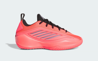 Anthony Edwards' budget-friendly adidas Believe That 1 basketball shoe in a solar red color.