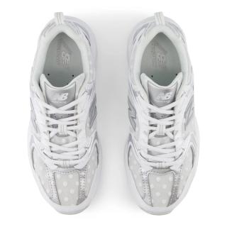Women's New Balance 530 "Polka Dots" (White/Silver Metallic, SKU: U530HFW). Photo via New Balance.