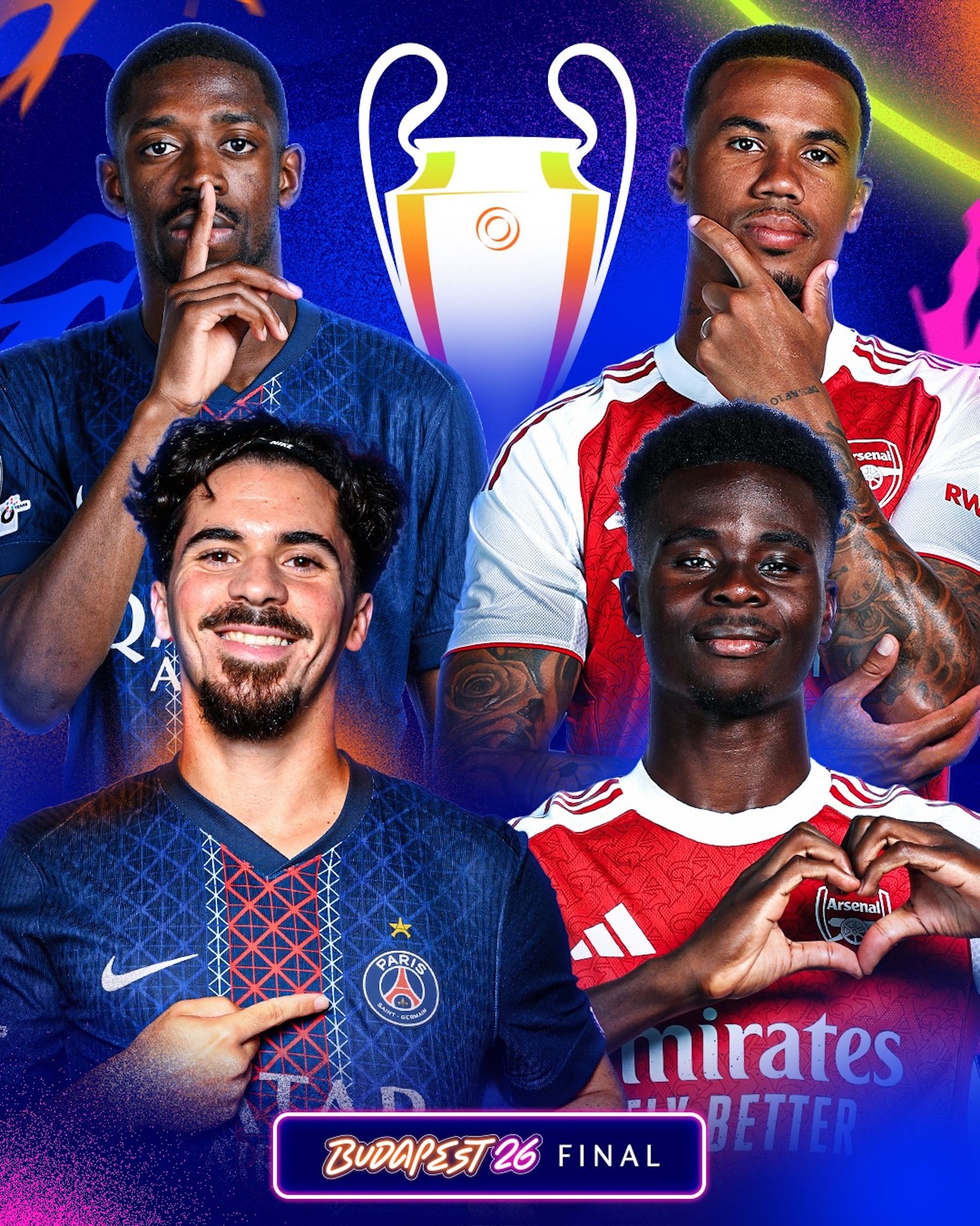 Placeholder for Arsenal vs. Paris Saint-Germain (PSG) 2026 Champions League Finals match in Budapest.