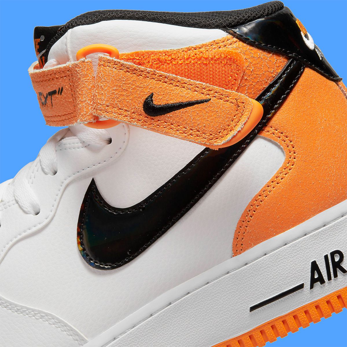 Nike air force 1 mid just do it hotsell white black orange