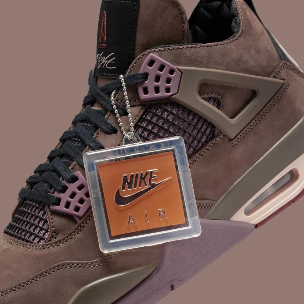A Ma Maniére x Air Jordan 4 "Dark Mocha" in full profile, showcasing warm brown leather upper and tonal execution across the silhouette