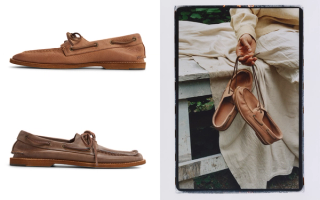 Sperry x Colbo Authentic Original™ Boat Shoe in deconstructed "Distressed Taupe" and "Weathered Sahara" colors.