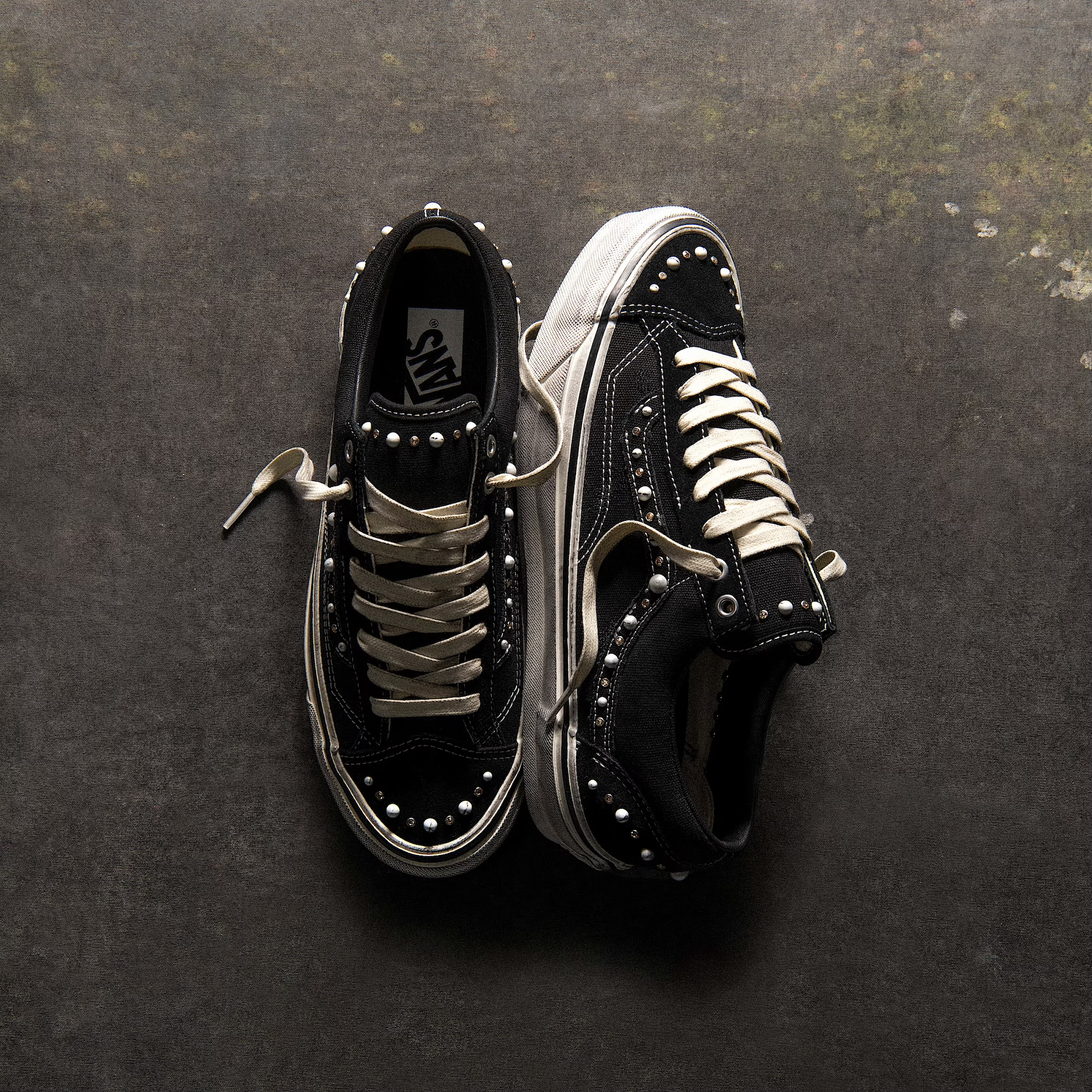 Vans Old Skool 36 Premium in a "Pearlized Black/Marshmallow White" makeover.