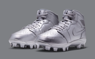 Men's Air Jordan 1 High MCS "Metallic Silver" Baseball Cleats