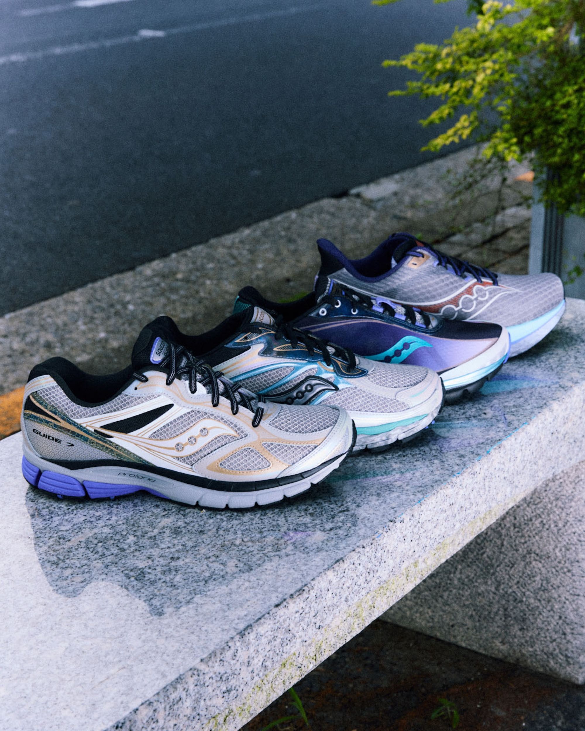 Four pairs—including the Kinvara 1, ProGrid Omni 9, ProGrid Guide 7 & Endorphin Speed 5—from Saucony's Daikanyama-Inspired Collection releasing on Sept. 18, 2026.