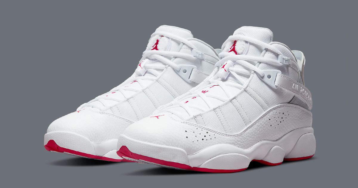 The Jordan 6 Rings Appears in a Bright White and Red Arrangement ...