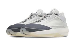 Air Jordan 40 basketball sneaker in a "Photon Dust/Flint Grey/Wolf Grey" color scheme.