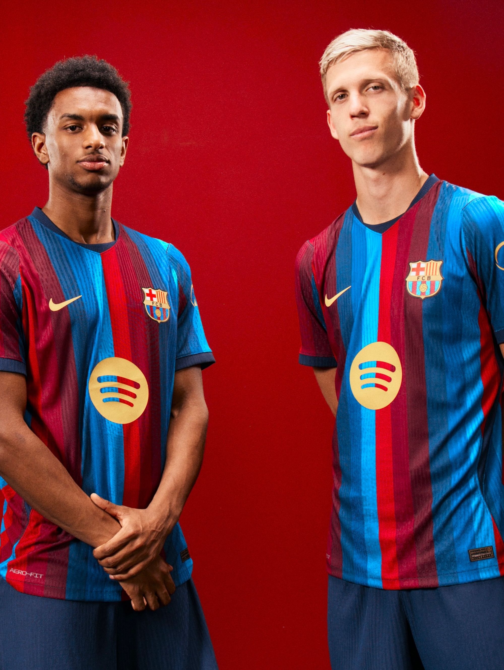 Alejandro Balde & Dani Olmo for FC Barcelona 26/27 Home Jersey. Photo via FC Barcelona.