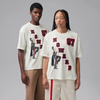 Howard University x Jordan Flight Men's Oversized Basketball T-Shirt "Sail" (SKU: IU5887-133). Photo via Nike.