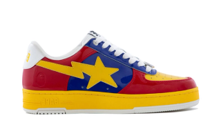 BAPE STA™ #6-4 "Red/Yellow/Blue" (Patent Leather) sneaker.