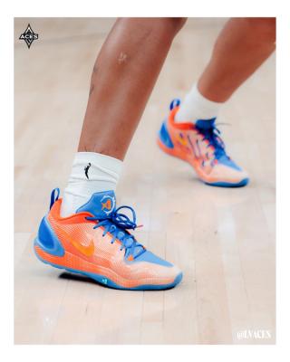 A'ja Wilson Wearing the Nike A'Two "A'Wheaties" P.E. Photo via Las Vegas Aces.