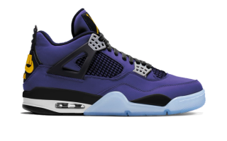 Air Jordan 4 "Lakeshow" in a "Imperial Purple/Multi-color/Multi-color" color scheme.