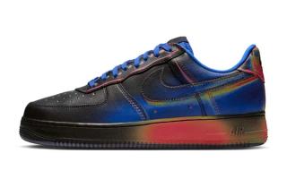 Heat map-inspired Nike Air Force 1 Low in a "Black/Racer Blue" color scheme.