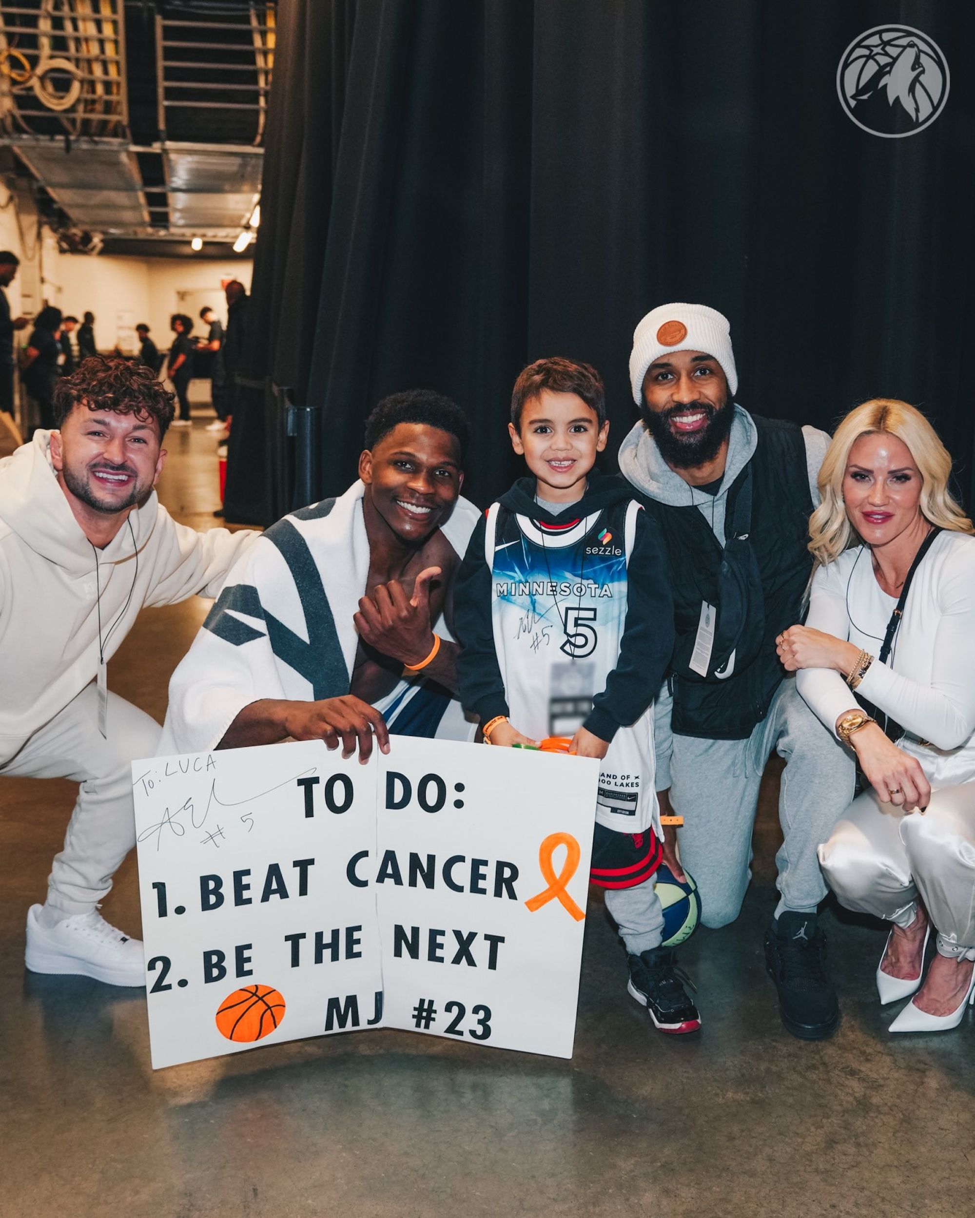 Anthony Edwards and 6-year-old Luca Wright in January 2025.