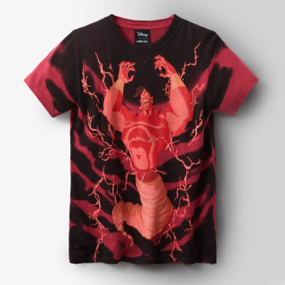 Jafar as Genie Disney   Bobby Kim T-Shirt for Adults – Aladdin – Red – Limited Release