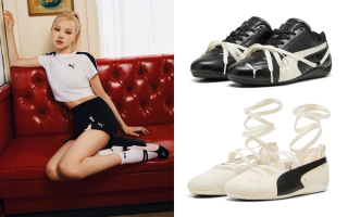 ROSÉ for PUMA Speedcat next to "rosie"-inspired Speedcat sneakers.