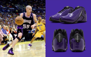 Jason Williams wearing a special purple Nike Zoom Hyperflight during the early 2000s.