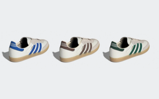Three Adidas Samba OG styles clad in preppy details and collegiate colors.