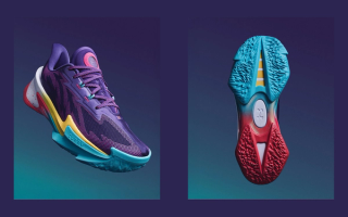Stephen Curry's Under Armour-backed Curry Series 7 basketball shoe in purple.