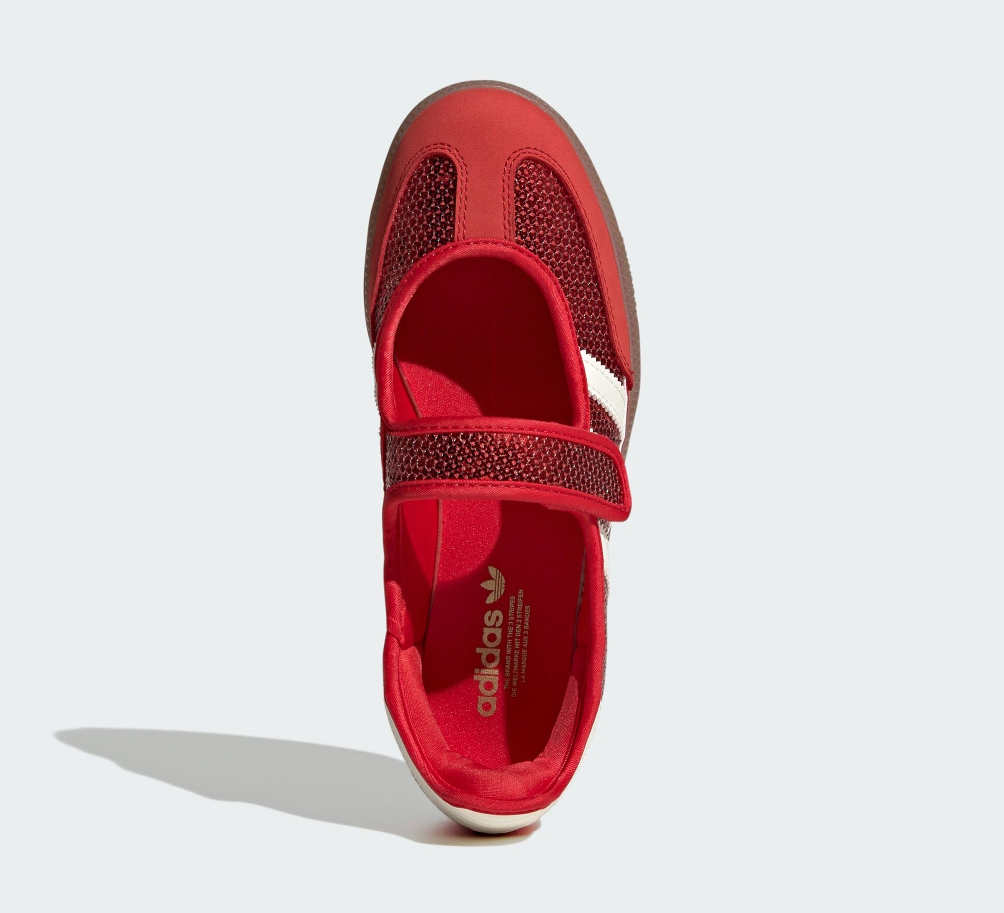 Kids' adidas Samba Jane Sequin "Better Scarlet" (SKU: LB0490). Photo via adidas.
