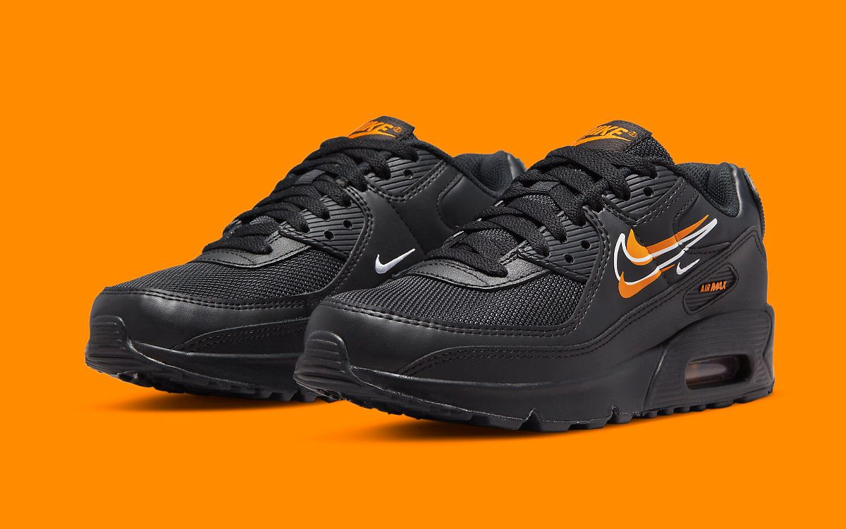 Nike Air Max 90 “Multi-Swoosh” Surfaces in Black and Orange Build 