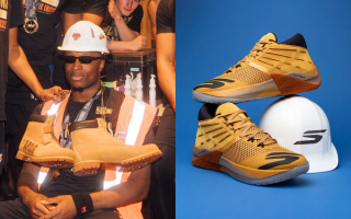 New York Knicks player OG Anunoby as Defensive Player of the Game (D.P.O.G.) in December 2025; Timberland/work boot-inspired Skechers SKX Reign basketball shoe P.E.