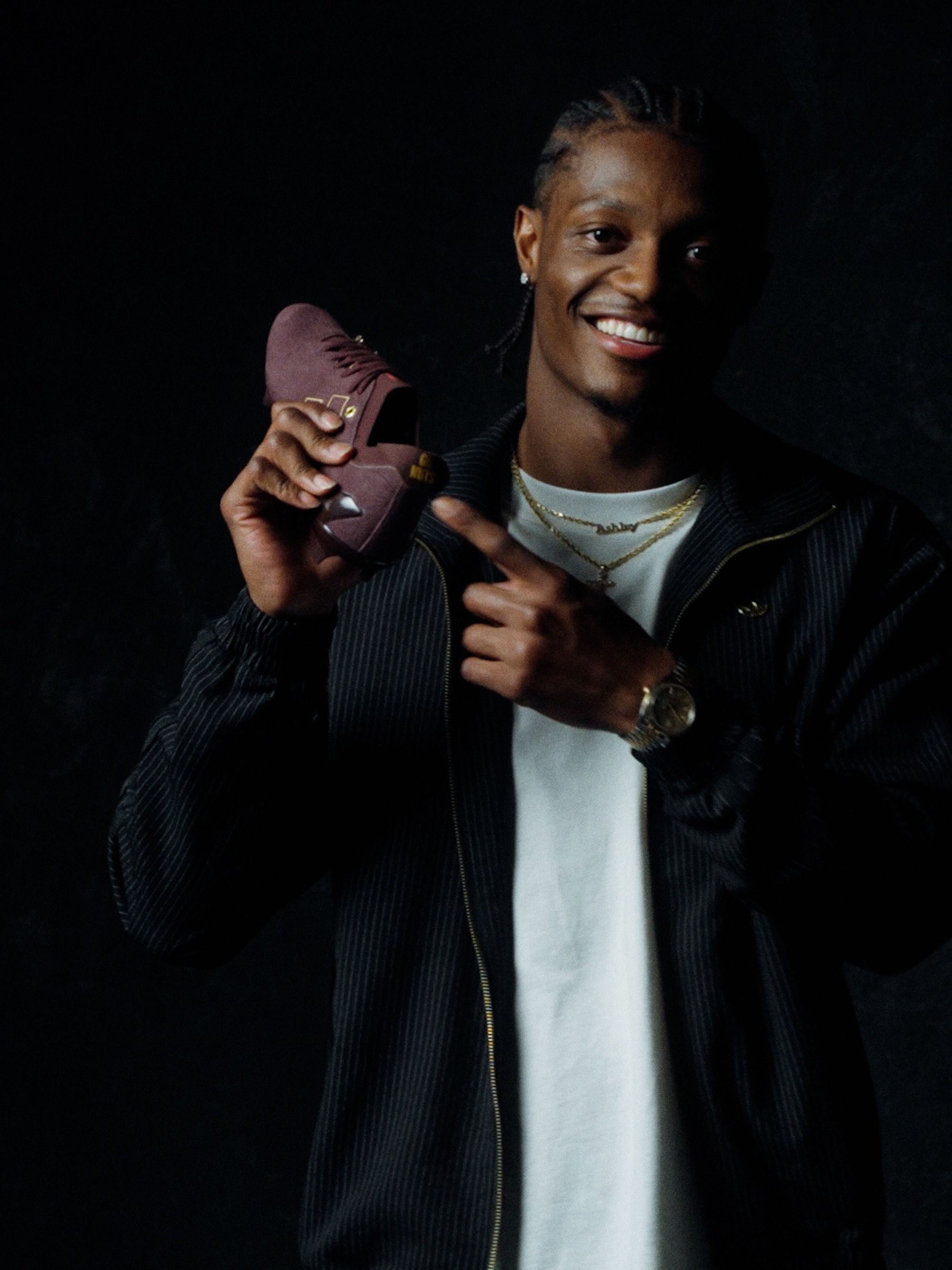 Carnell Tate for Snickers x adidas Adizero Electric+ II. Photos via adidas.