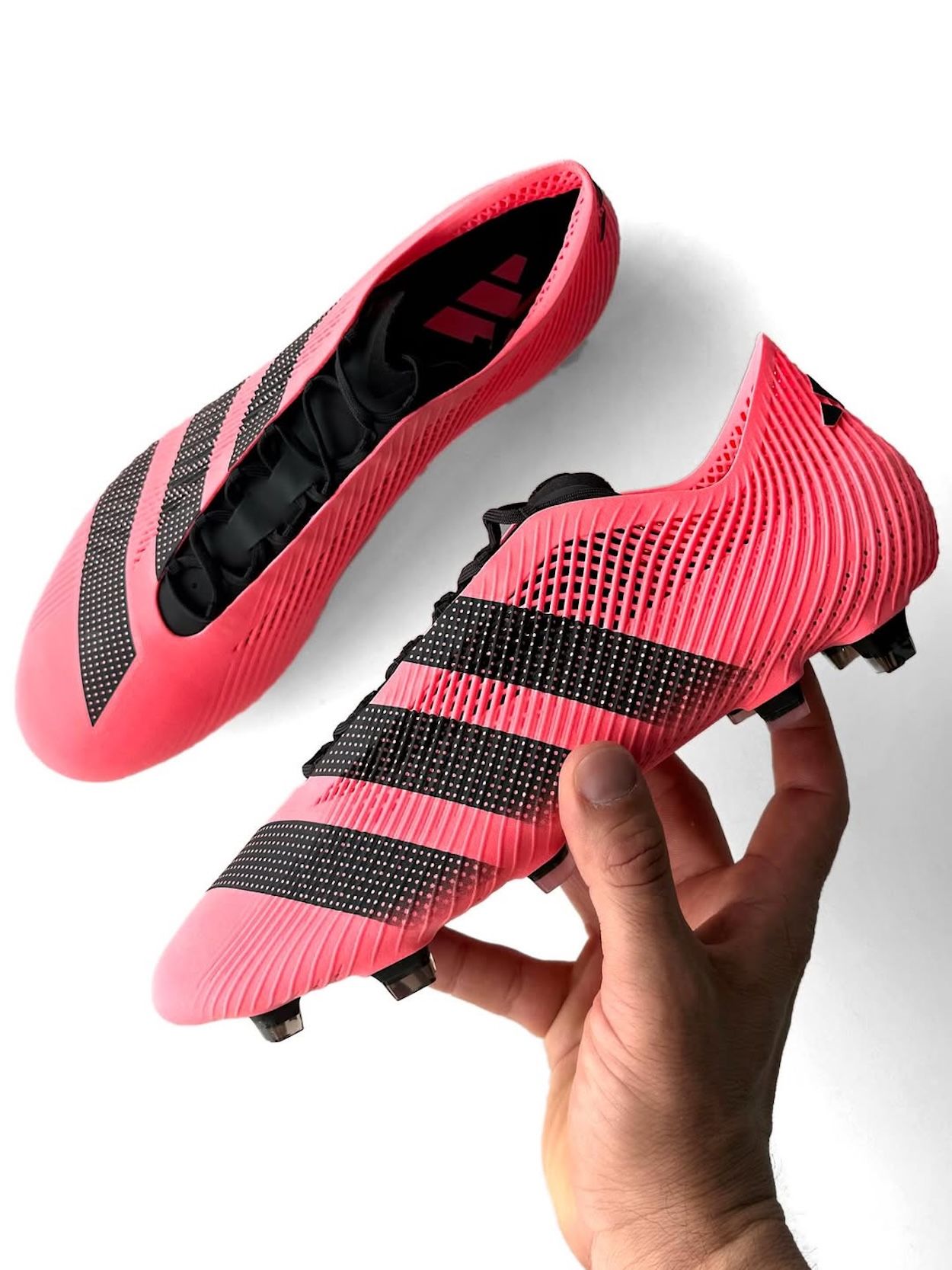 3D-Printed adidas Football Boots in a crimson color. Photo via Sam Handy.